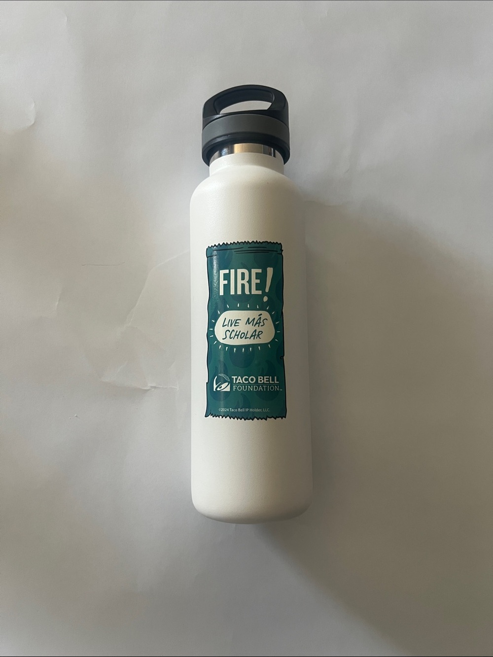 TB sauce packet inspired White Stainless Water Bottle - Teal Label